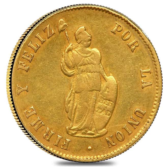 2 Escudos Peru Gold Coin Cleaned AGW .1927 oz (Random Year, 1828-1855)