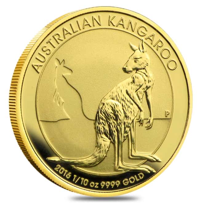 2016 1/10 oz Australian Gold Kangaroo Coin .9999 Fine BU (In Capsule)