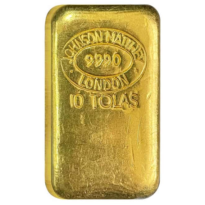 10 Tolas Johnson Matthey 3.75 oz Hand Poured Gold Bar