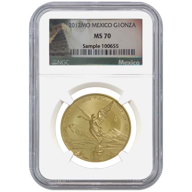 2012 1 oz Gold Mexican Libertad 1 Onza NGC MS 70