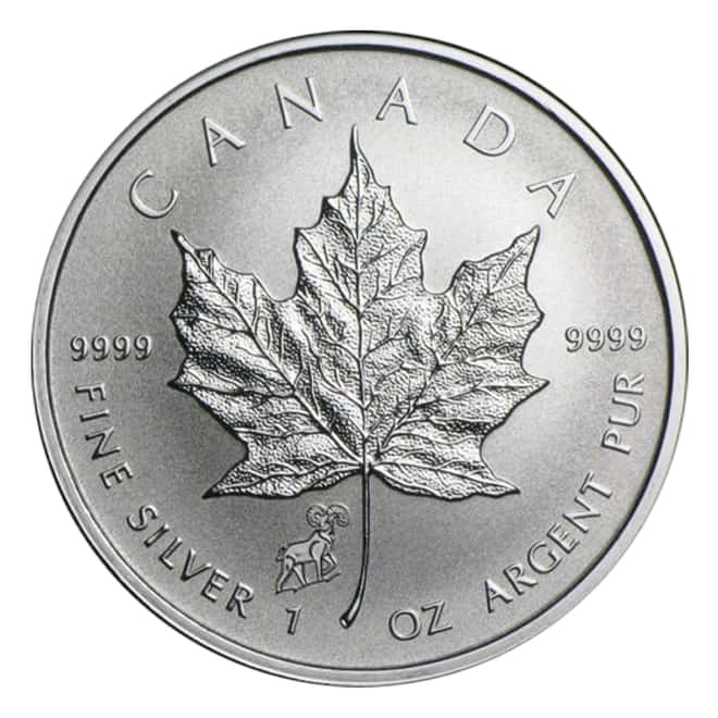 2015 1 oz Canadian Silver Maple Leaf Lunar Sheep Privy 