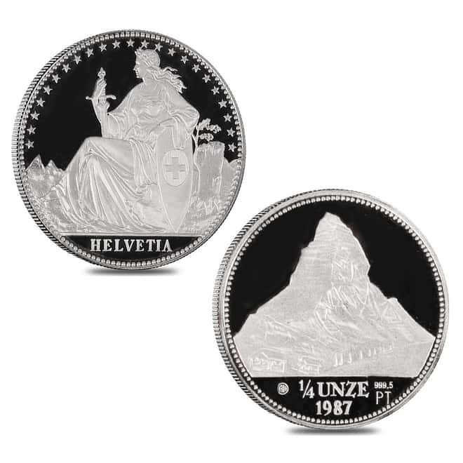 1987 Switzerland 1.85 oz Proof Platinum Helvetia The Matterhorn 4-Coin Set