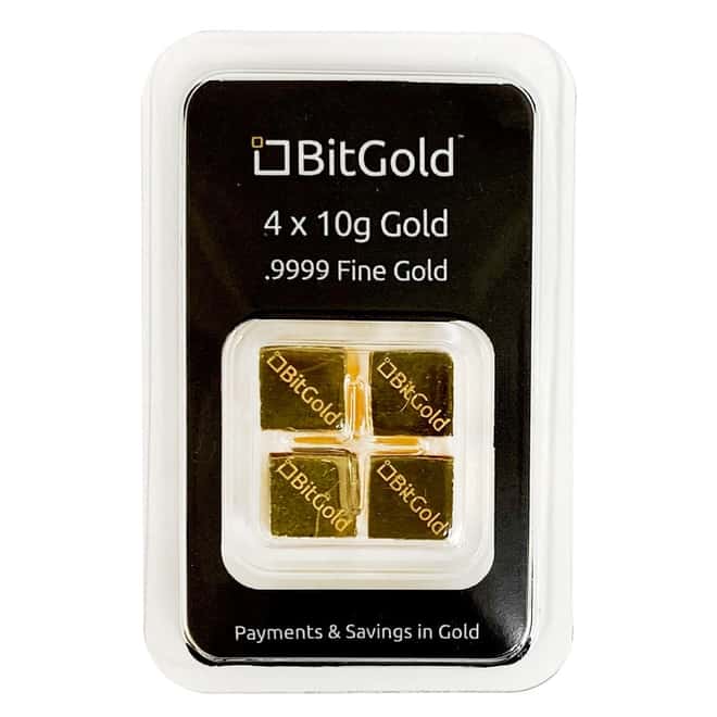 4 x 10 gram Bitgold Gold Cubes .9999 Fine (In Assay)