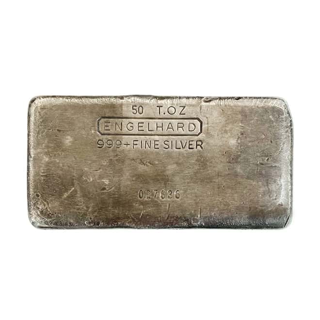50 oz Engelhard Cast Silver Bar .999+ Fine (3rd Series)