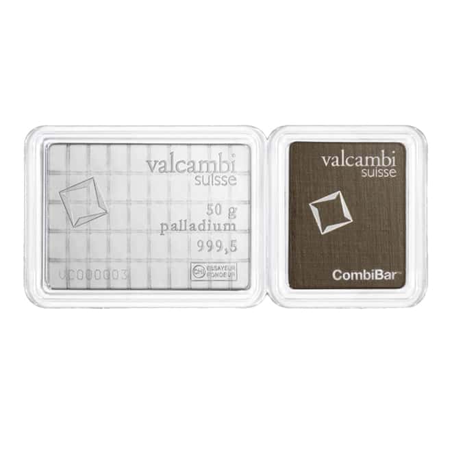 50 x 1 gram Palladium Valcambi CombiBar .9995 Fine (In Assay)