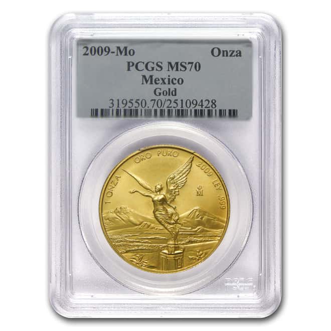 2009-Mo 1 oz Gold Mexican Libertad 1 Onza PCGS MS70