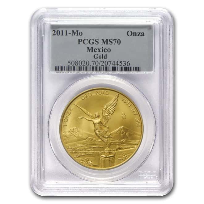 2011-Mo 1 oz Gold Mexican Libertad 1 Onza PCGS MS70