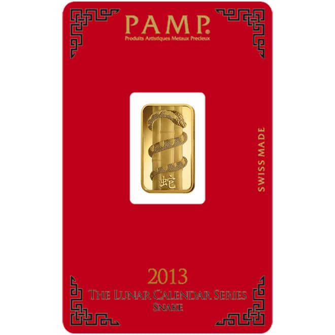 5 gram PAMP Suisse Year of the Snake Gold Bar (in Assay)