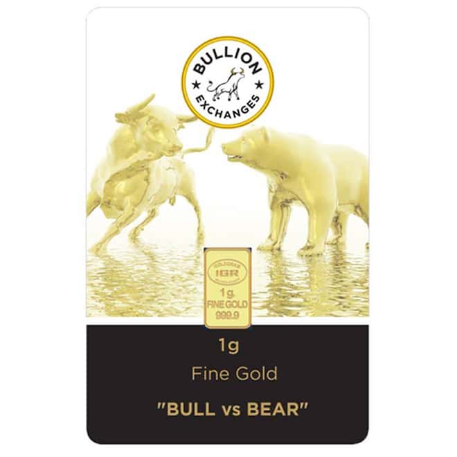 1 Gram Bullion Exchanges "BULL vs BEAR" Istanbul Gold Refinery (IGR) .9999 Gold Bar (In Assay) 