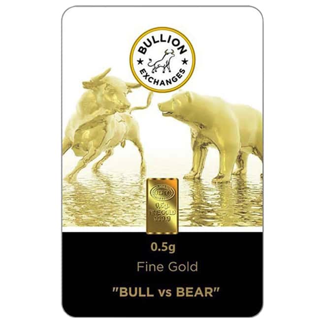 1/2 Gram Bullion Exchanges "BULL vs BEAR" Istanbul Gold Refinery (IGR) .9999 Gold Bar (In Assay) 