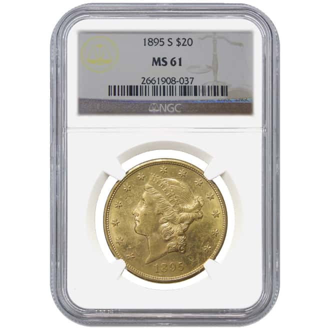 1895-S $20 Liberty Head Double Eagle Gold Coin NGC MS 61