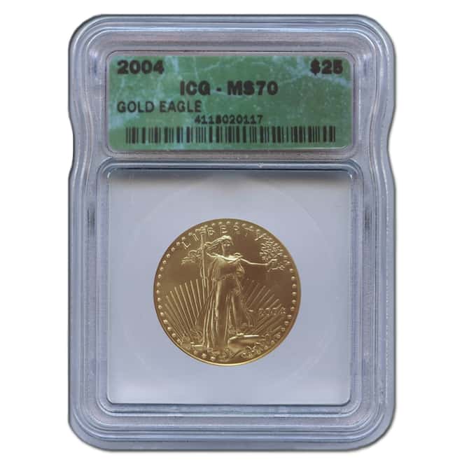 2004 1/2 oz $25 Gold American Eagle ICG MS 70