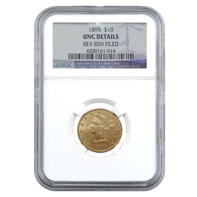 1895 $10 Liberty Head Gold Eagle Coin NGC UNC DETAILS