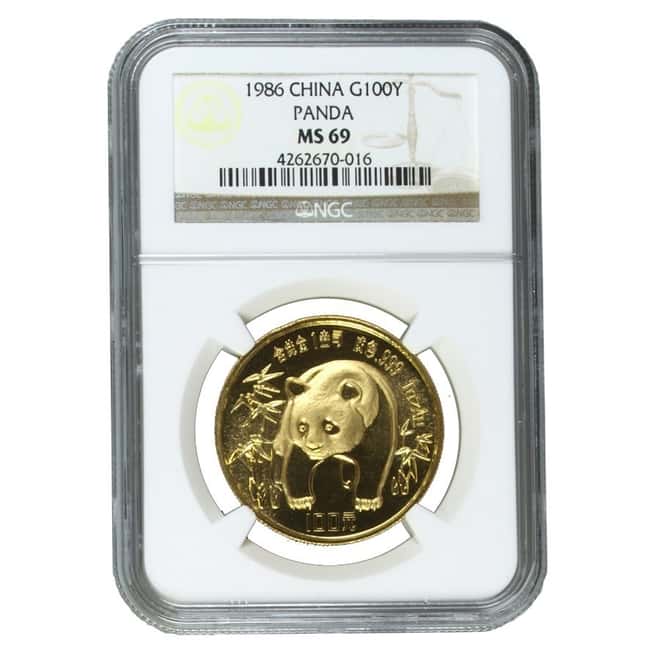 1986 1 oz China Gold Panda 100 Yuan NGC MS 69