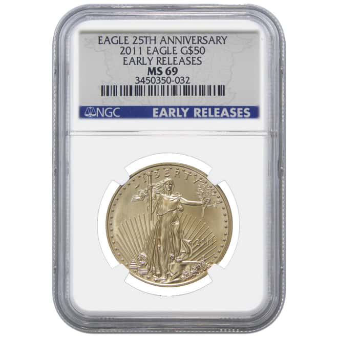 2011 1 oz $50 Gold American Eagle NGC MS 69 - Eagle 25th Anniversary (Early Releases)