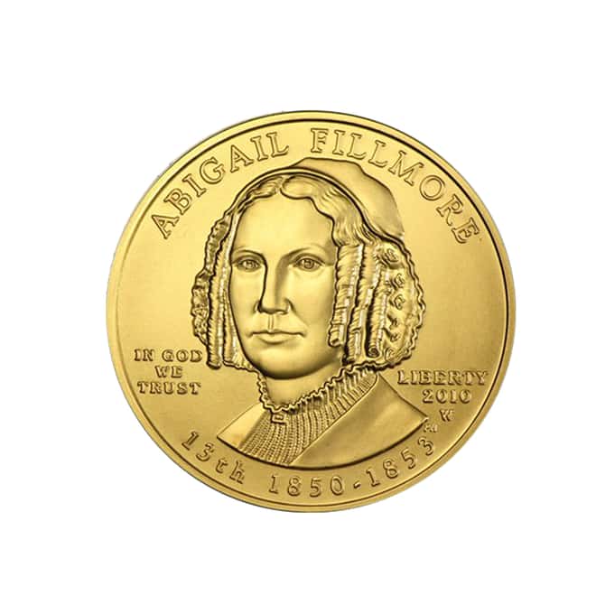 2010 W 1/2 oz $10 First Spouse - Abigail Fillmore Gold Uncirculated Coin (w/Box & COA)
