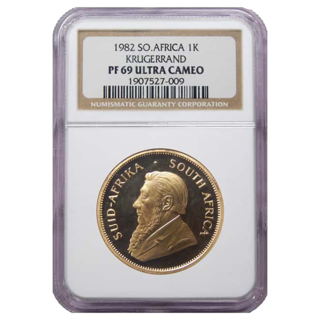1982 1 oz South African Krugerrand Fine Gold Coin PF 69 UCAM