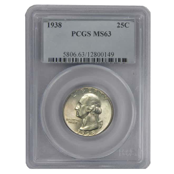 1938 Washington Silver Quarter PCGS MS 63