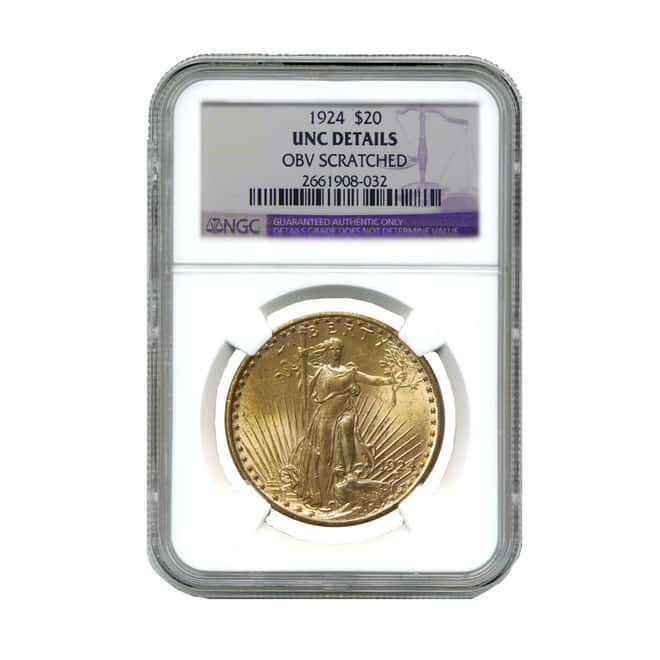 1924 $20 Gold St. Gaudens Double Eagle Coin NGC UNC Details