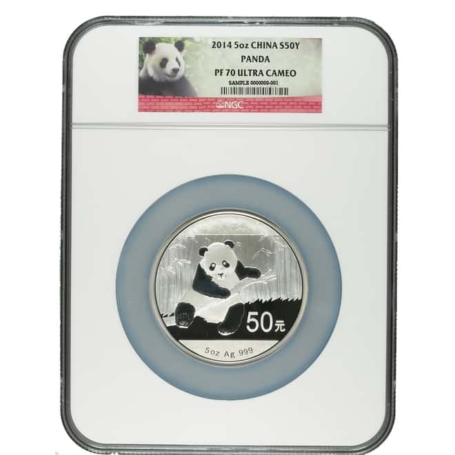 2014 5 oz Proof Silver Chinese Panda NGC PF 70 Ultra Cameo