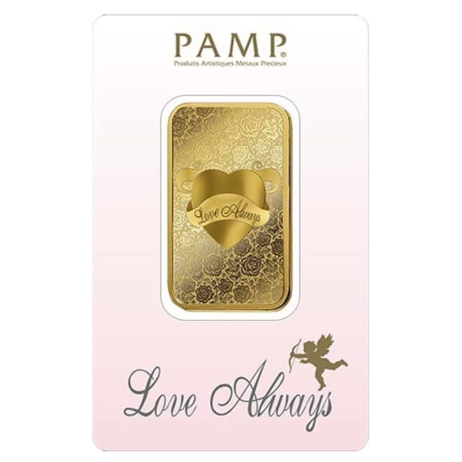 1 oz PAMP Suisse Gold Bar - Love Always (In Assay) .9999 Fine