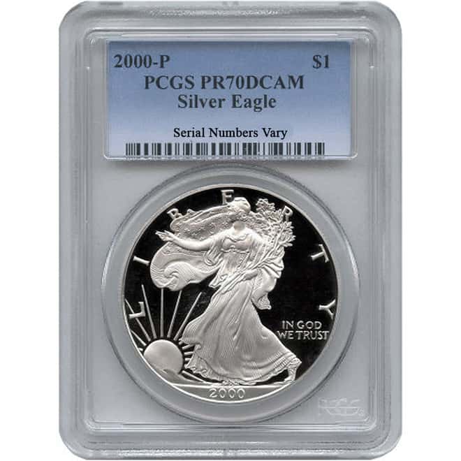 2000 P 1 oz Silver American Eagle $1 Proof Coin PCGS PR 70 DCAM