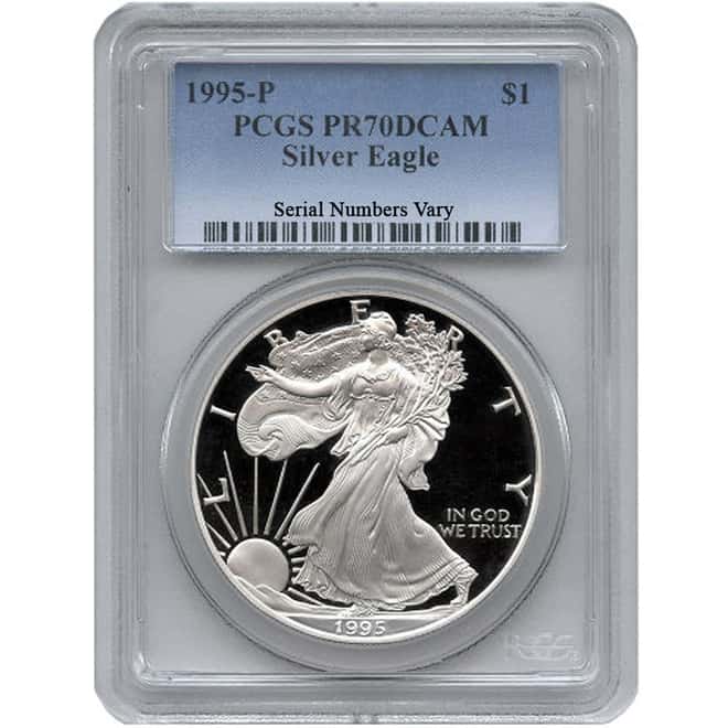 1995 P 1 oz Silver American Eagle $1 Proof Coin PCGS PR 70 DCAM