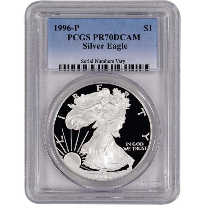 1996 P 1 oz Silver American Eagle $1 Proof Coin PCGS PR 70 DCAM