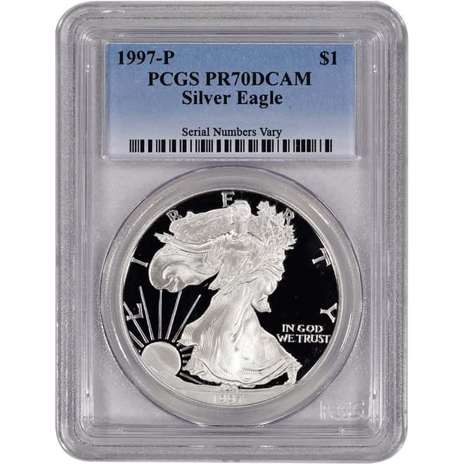 1997 P 1 oz Silver American Eagle $1 Proof Coin PCGS PR 70 DCAM