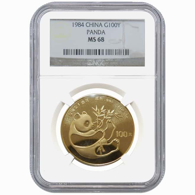 1984 1 oz China Gold Panda 100 Yuan NGC MS 68