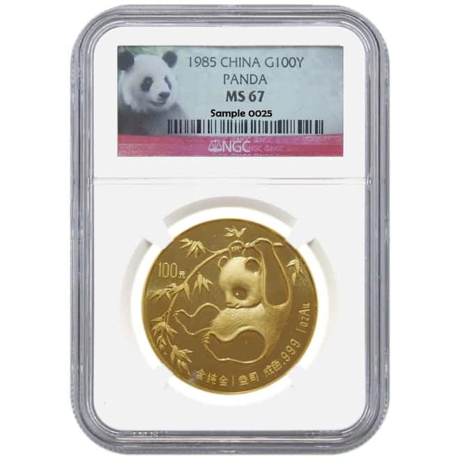 1985 1 oz Gold China Panda 100 Yuan NGC MS 67