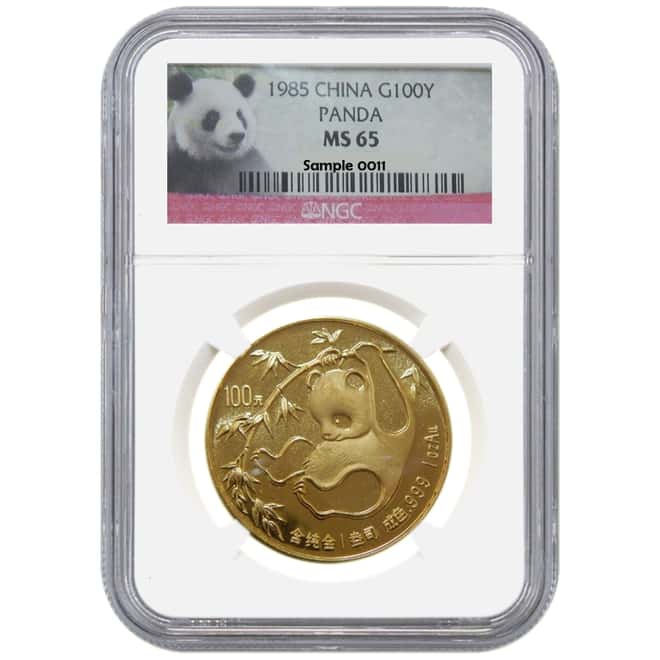 1985 1 oz China Gold Panda 100 Yuan NGC MS 65