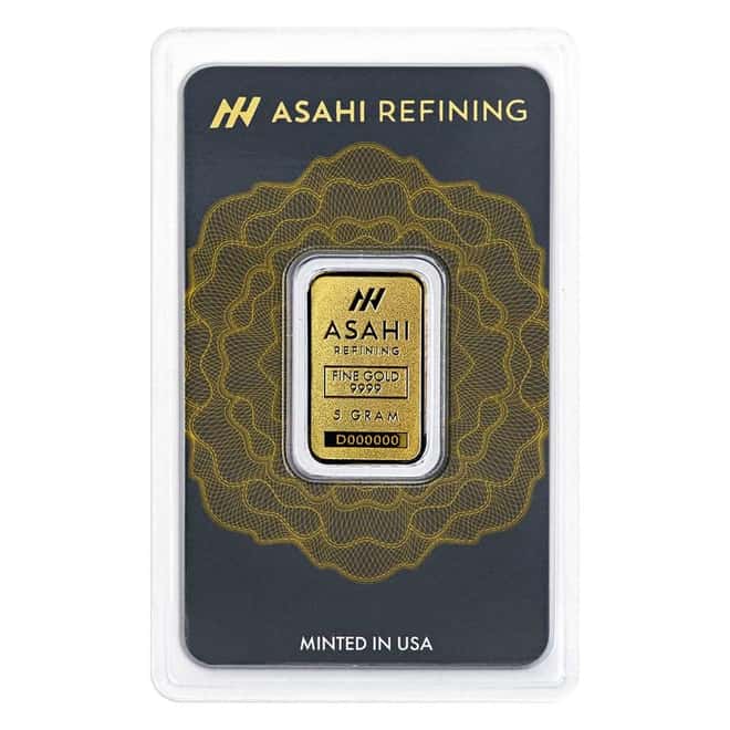 5 Gram Asahi Gold Bar .9999 Fine (in Assay)