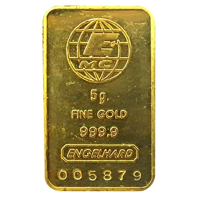5 gram Engelhard Gold Vintage Bar .9999 Fine (Secondary Market)