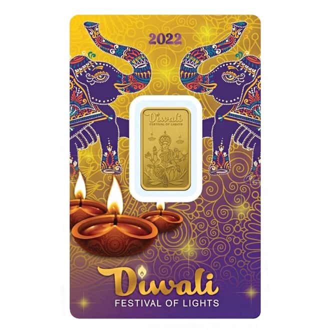 5 gram PAMP Suisse Diwali Lakshmi Gold Bar .9999 Fine (In Assay)