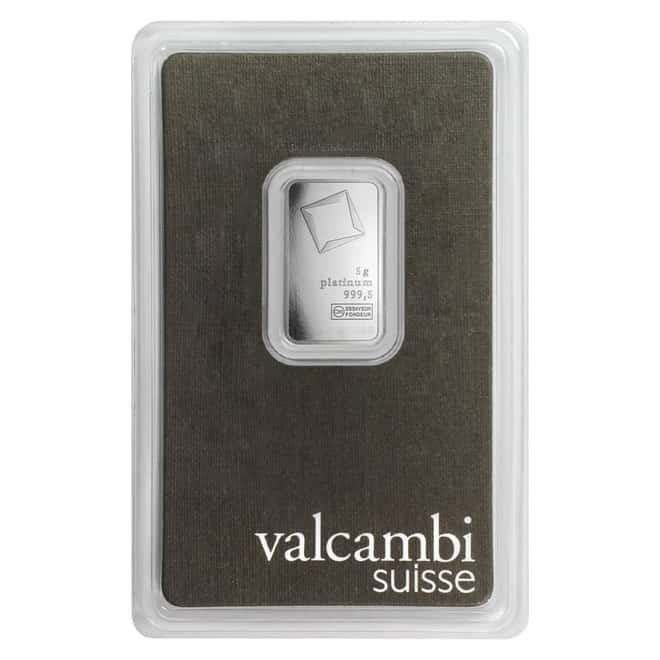 5 gram Platinum Bar - Valcambi Suisse .9995 Fine (In Assay)