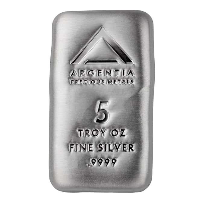 5 oz Argentia Cast Silver Bar .9999 Fine