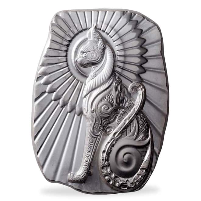 5 oz Argentia Egyptian Cat High Relief Silver Bar .9999 Fine