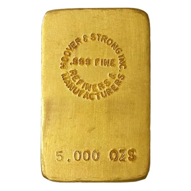 5 oz Hoover & Strong Gold Bar .999 Fine