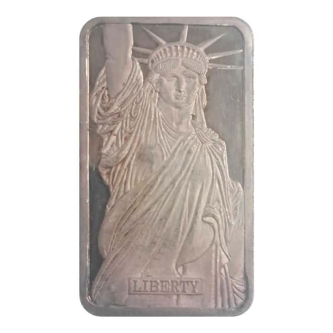 5 oz Johnson Matthey MTB Statue of Liberty Vintage Silver Bar .999 Fine