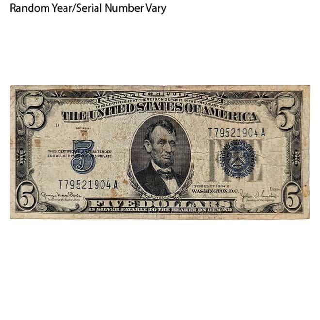 $5 Silver Certificate Currency Note Cull (Random Year)