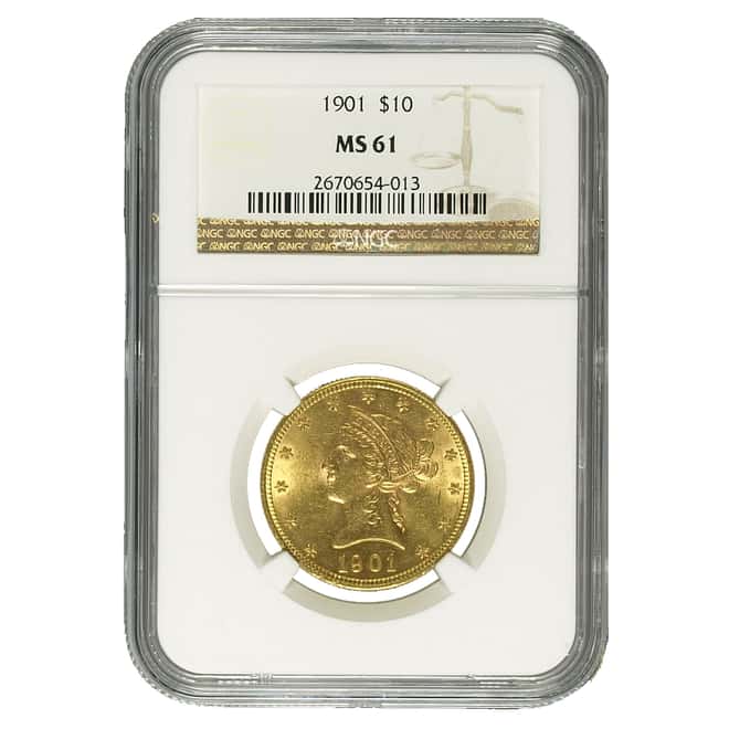 1901 $10 Gold Liberty Head Eagle Coin NGC MS 61