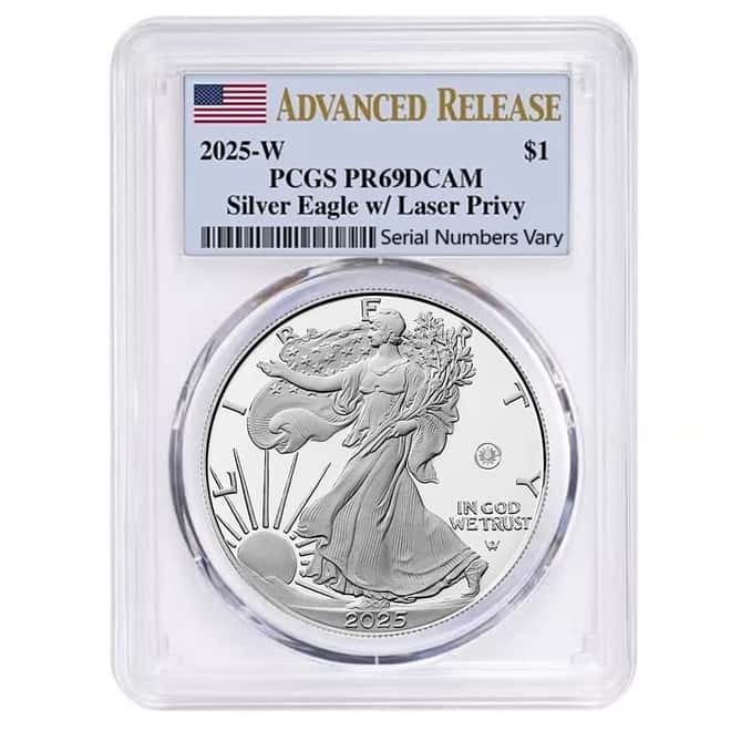 2025-W Laser Engraved Privy 1 oz Proof Silver American Eagle PCGS PF 69 AR