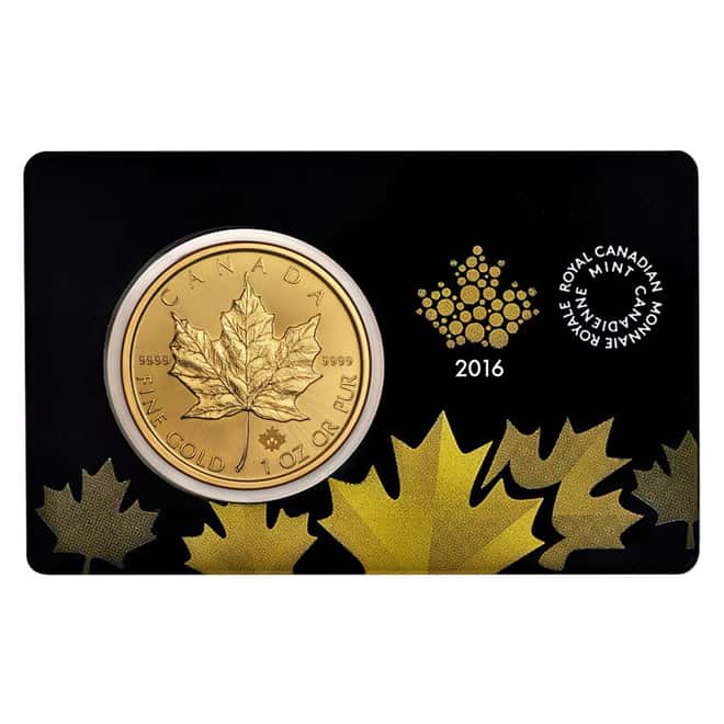 2016 1 oz Canadian Gold Maple Leaf $50 .9999 Fine (In Assay Card)