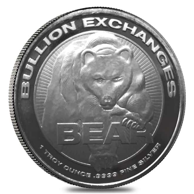 1 oz Bull vs Bear .9999 Fine Silver Round Bullion Exchanges (RMC)