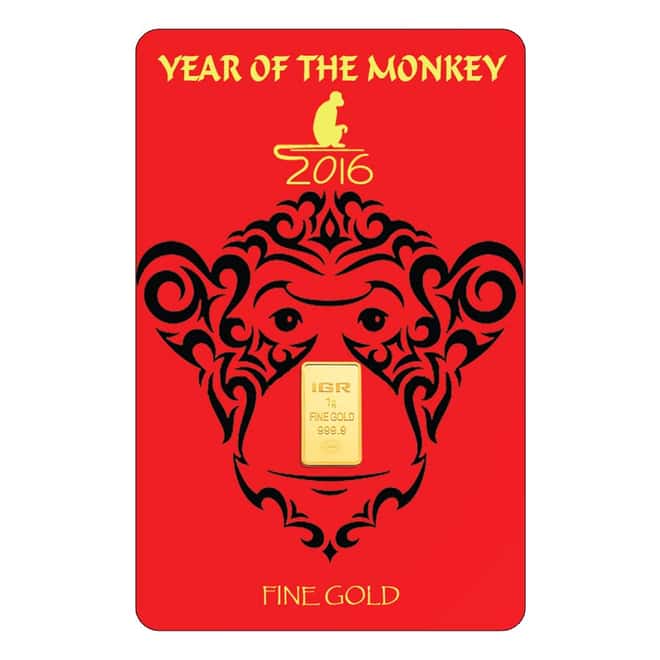 1 Gram Gold Lunar Year of the Monkey Bullion Exchanges Istanbul Gold Refinery (IGR) .9999 Bar (In Assay)
