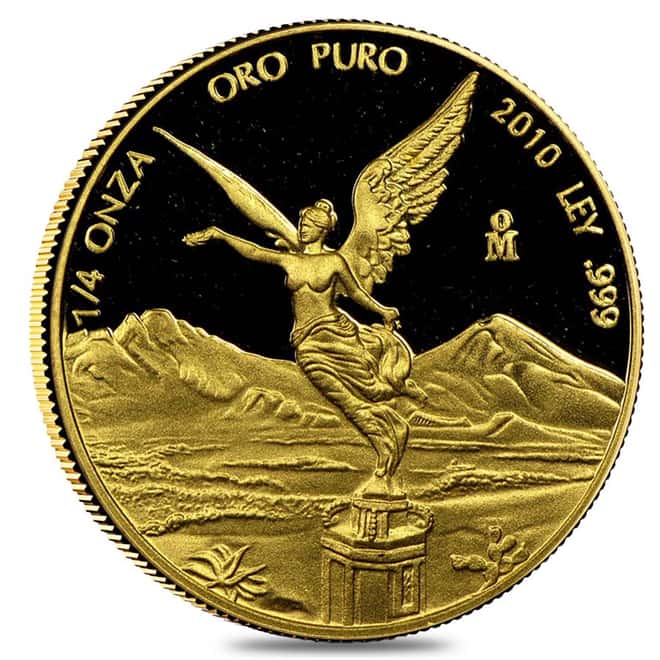 2010 Mexico 1/4 oz Proof Gold Libertad Coin (In Capsule)