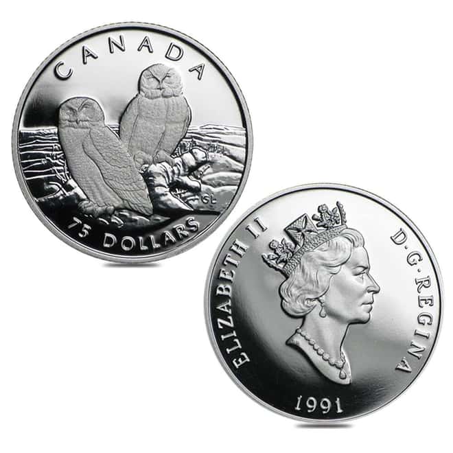 1991 Canada 1.85 oz Snowy Owl Proof Platinum 4-Coin Set (w/Box & COA)