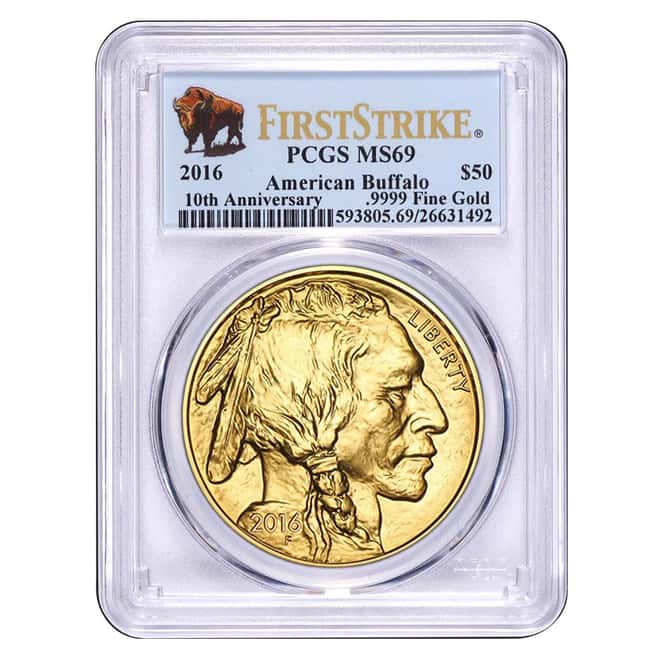 2016 1 oz Gold American Buffalo PCGS MS 69 First Strike (Buffalo Label)