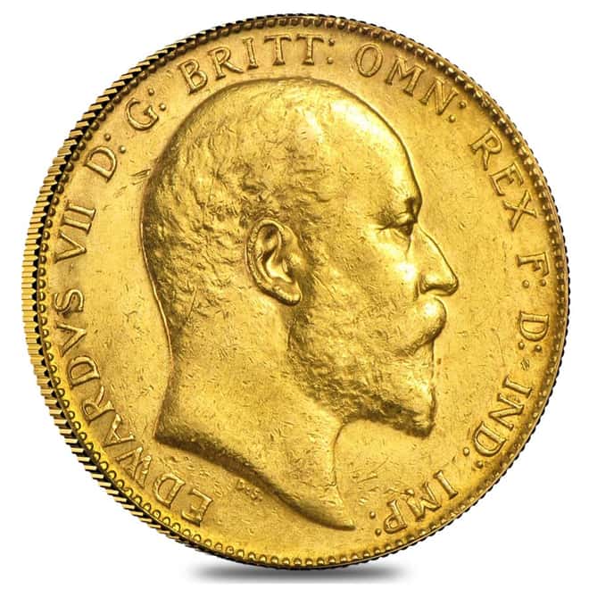 1902-1910 British Gold Half Sovereign Edward VII Avg Circ